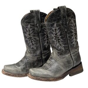 Corral Western Leather Cowboy Boots Gray - Boys Size 9‎ 1/2